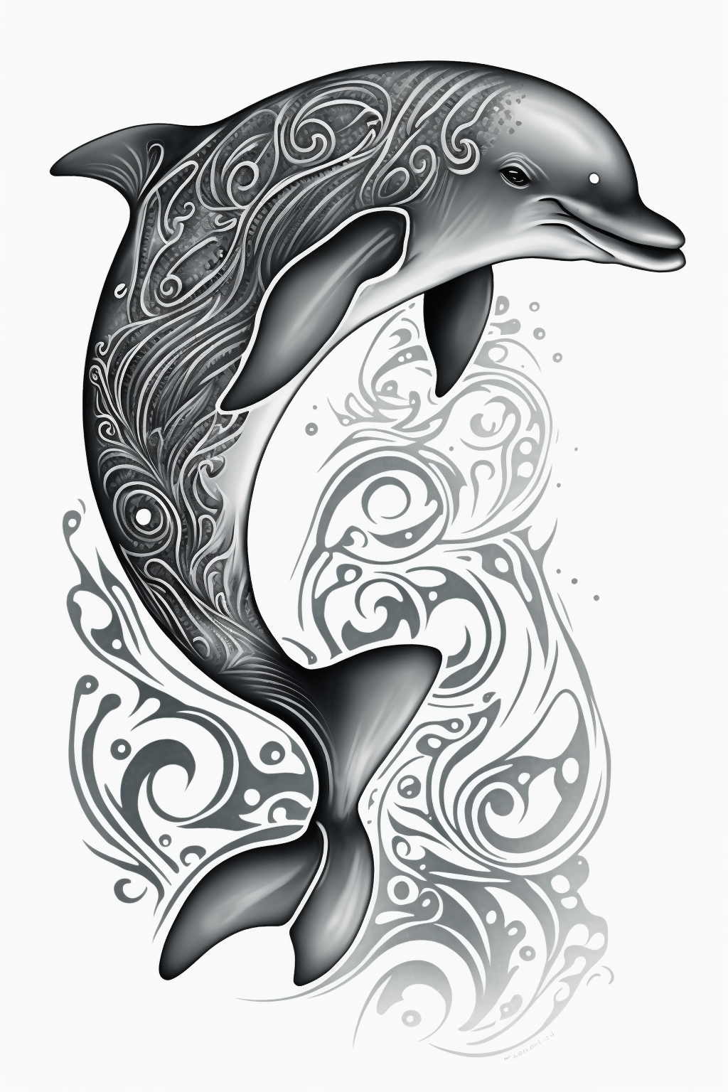 Maori style dolphin (Maori series: WATER) dolphin maori original Polynesian tattoo  design