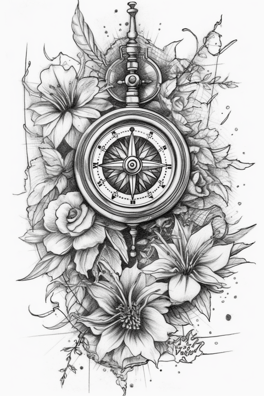 Compass Tattoo Drawing - Drawing Skill