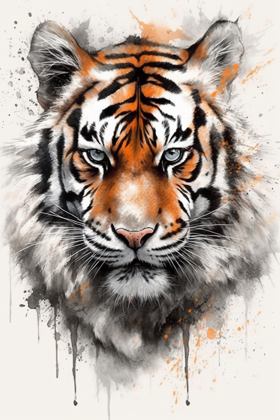 watercolor flower tiger large 8.25