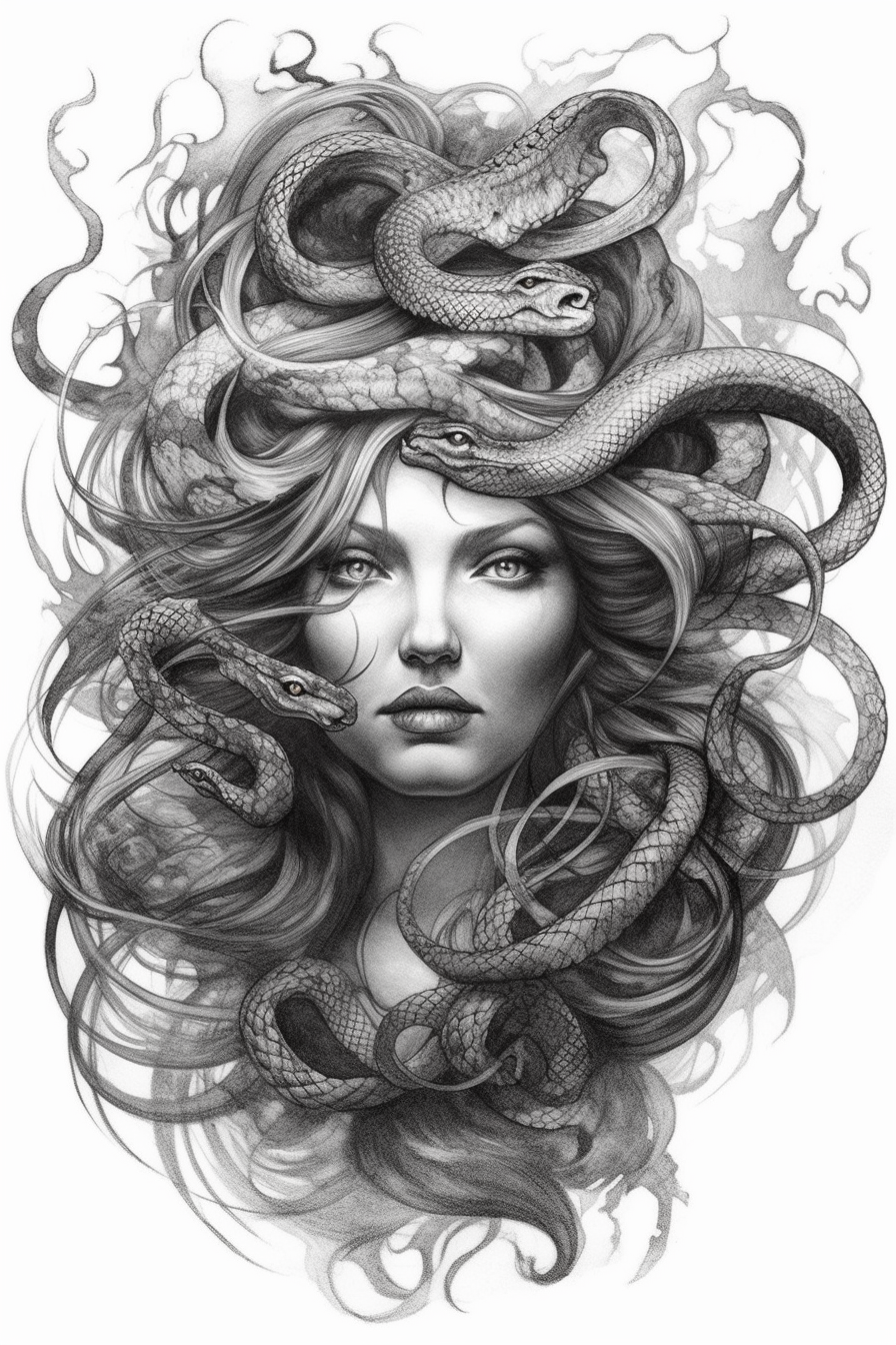 1pc Medusa Snake Tattoo Sticker For Women, Waterproof, Sexy, Vintage  European And American Style | SHEIN