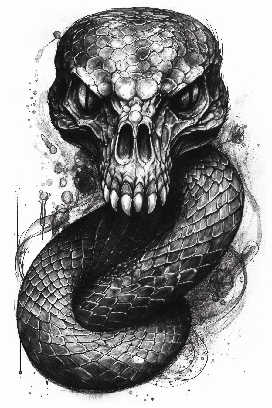 Premium Vector | Tattoo art snake and flower hand drawing and sketch