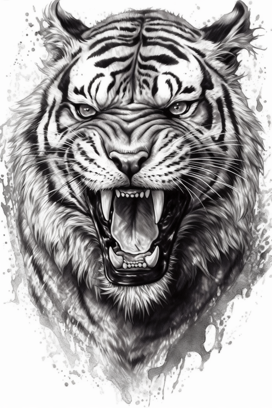 White Tiger Portrait Tattoo Design – Tattoos Wizard Designs