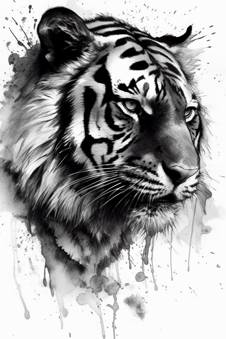 tiger face sketch tattoo