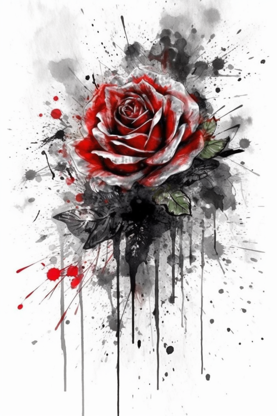 Tattoo Design demonic rose Stencil | Stable Diffusion