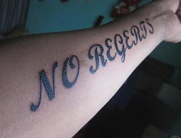 A tattoo of a misspelled word.