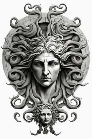 Apotropaic symbol used to protect from and ward off the negative medusa Tattoo sketch d6