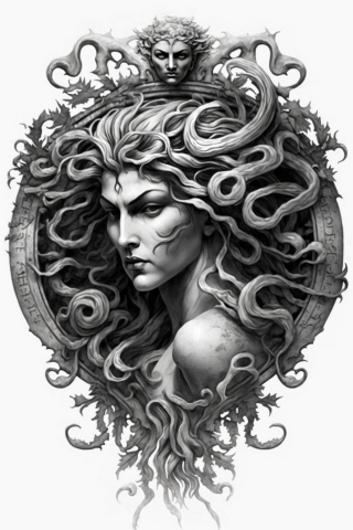 Apotropaic symbol used to protect from and ward off the negative medusa Tattoo sketch d7