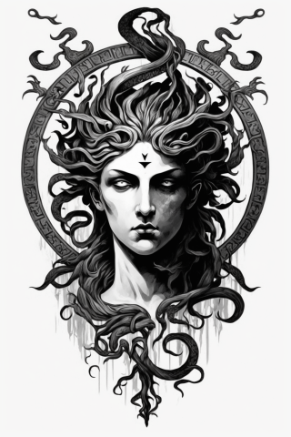 Apotropaic symbol used to protect from and ward off the negative medusa Tattoo sketch d8