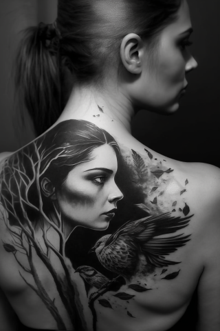 Black and white Tattoos for mental strength for women#2