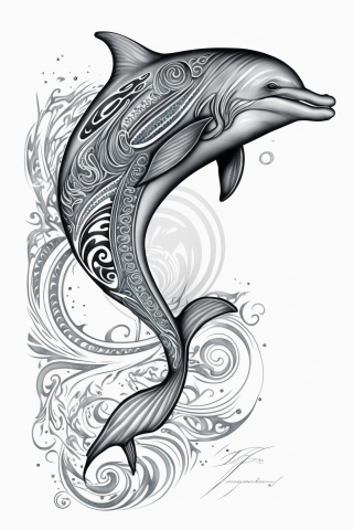 Maori The Dolphin tattoo, tattoo sketch, design drawings #41