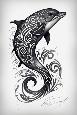 Maori The Dolphin tattoo, tattoo sketch, design drawings #43