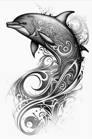Maori The Dolphin tattoo, tattoo sketch, design drawings #44