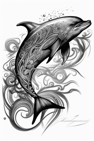 Maori The Dolphin tattoo, tattoo sketch, design drawings #45