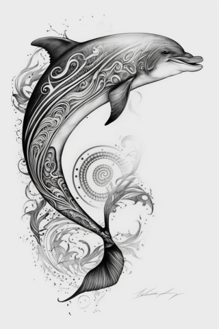 Maori The Dolphin tattoo, tattoo sketch, design drawings #47