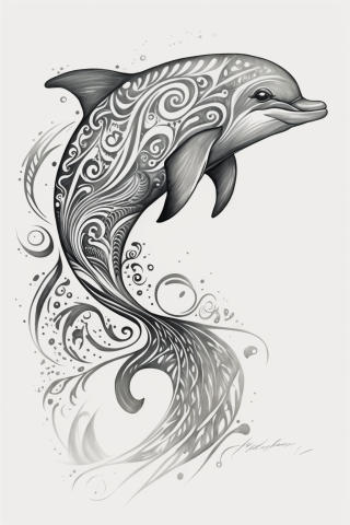 Maori The Dolphin tattoo, tattoo sketch, design drawings #48
