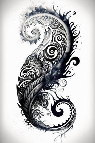 Maori The Ocean tattoo, tattoo sketch, design drawings #19