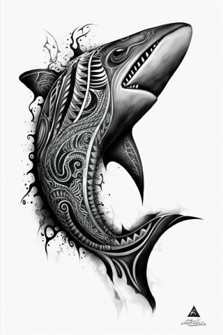Maori The shark’s tooth tattoo, tattoo sketch, design drawings #5