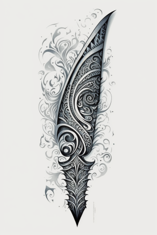 Maori The shark’s tooth tattoo, tattoo sketch, design drawings #9