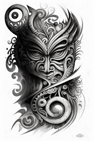 Maori Tikis tattoo, tattoo sketch, design drawings #22