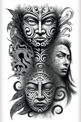 Maori Tikis tattoo, tattoo sketch, design drawings #23