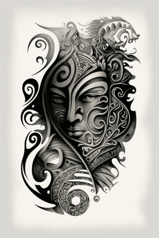 Maori Tikis tattoo, tattoo sketch, design drawings #24