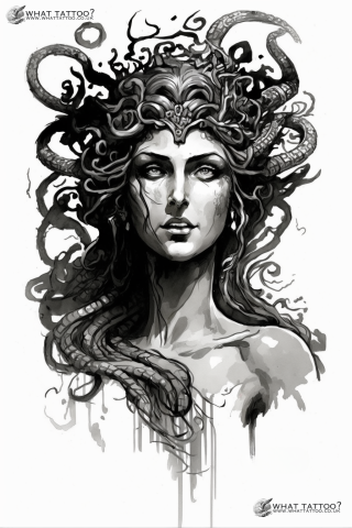 Medusa back tattoo sketch design drawings #23