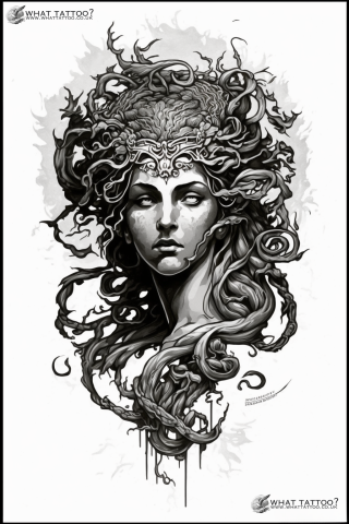 Medusa back tattoo sketch design drawings #25