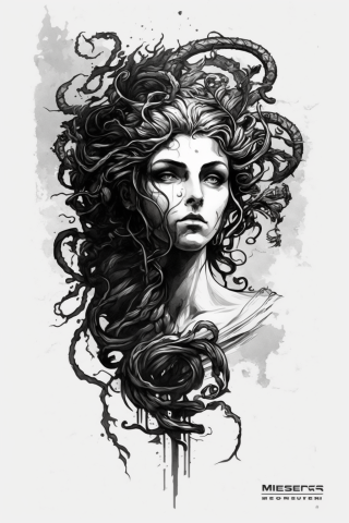 Medusa back tattoo sketch design drawings #26
