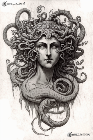 Medusa chest tattoo sketch design drawings #20