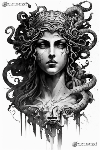 Medusa chest tattoo sketch design drawings #21