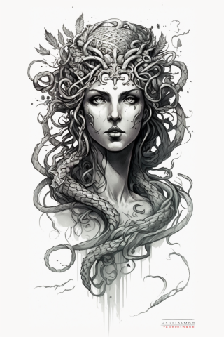 Medusa forearm tattoo, tattoo sketch, design drawings #53
