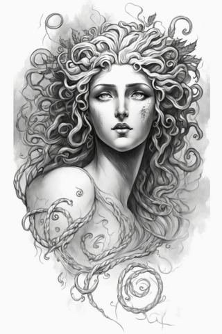 Medusa medusa thigh tattoo sketch design drawings #17