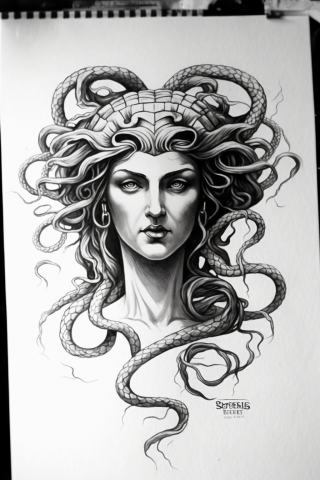 Medusa samell tattoo sketch design drawings #38