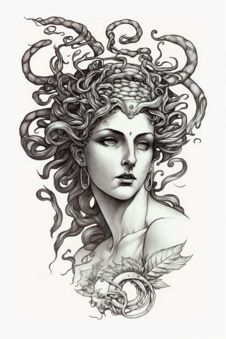 Medusa simple tattoo, tattoo sketch, design drawings #63