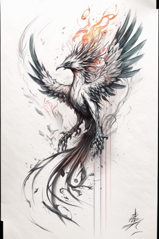 Phoenix Forearm Tattoo sketch d26
