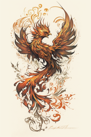 Phoenix tattoo Fire, tattoo sketch#25