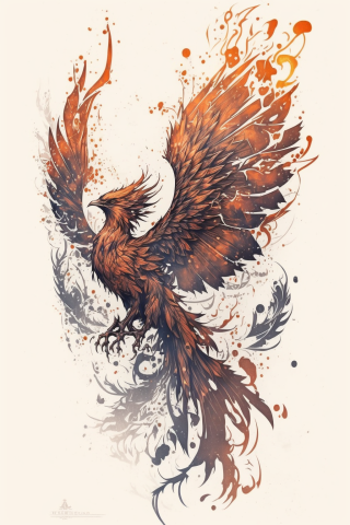 Phoenix tattoo Fire, tattoo sketch#28