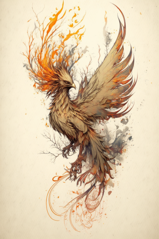 Phoenix tattoo Fire, tattoo sketch#29