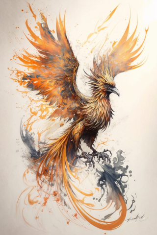 Phoenix tattoo Fire, tattoo sketch#30