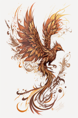 Phoenix tattoo rising, tattoo sketch#32