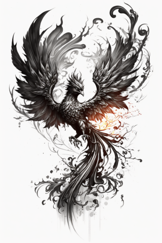 Phoenix tattoo rising, tattoo sketch#33