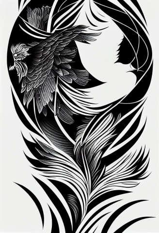 Phoenix tattoo rising, tattoo sketch#35