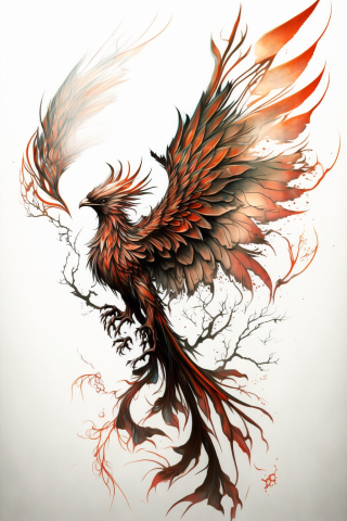 Phoenix tattoo, tattoo sketch#1
