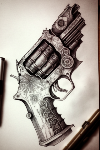 Revolver Forearm Tattoo sketch d38