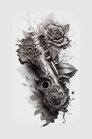 Revolver Forearm Tattoo sketch d39