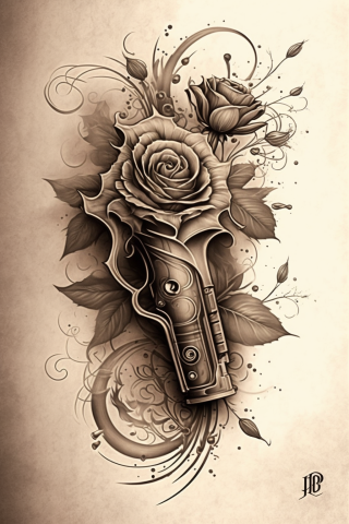 Revolver Forearm Tattoo sketch d40