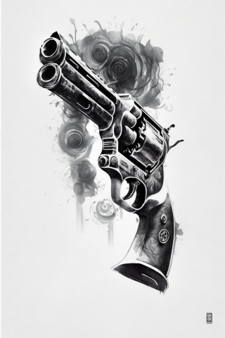 Revolver Forearm Tattoo sketch d41