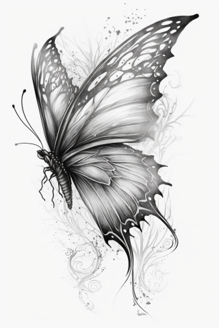 Sketch Tattoos for mental strength Butterfly#51
