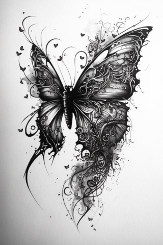 Sketch Tattoos for mental strength Butterfly#54