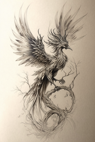 Sketch phoenix tattoo Japanese ideas#16
